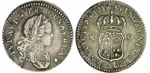 Louis XV (1715-1774) - X sols de France-Navarre 1719 Q (Perpignan) Louis XV (1715-1774) - X sols de France-Navarre 1719 Q (Perpignan)