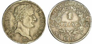 Napoléon 1er (1804-1814) - 1 franc revers république 1808 I (Limoges)