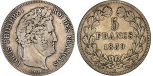 Louis-Philippe Ier (1830-1848) - 5 francs tête laurée 2ème type 1839 D (LYON) arche Louis-Philippe Ier (1830-1848) - 5 francs tête laurée 2ème type 1839 D (LYON) arche