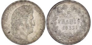Louis-Philippe Ier (1830-1848) - 5 francs tête laurée 2ème type1832 BB (Strasbourg) Louis-Philippe Ier (1830-1848) - 5 francs tête laurée 2ème type1832 BB (Strasbourg)