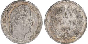 Louis-Philippe Ier (1830-1848) - 1 franc tête laurée 1838 BB (Strasbourg) Louis-Philippe Ier (1830-1848) - 1 franc tête laurée 1838 BB (Strasbourg)