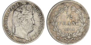 Louis-Philippe Ier (1830-1848) - 1/2 franc 1844 K (Bordeaux) Louis-Philippe Ier (1830-1848) - 1/2 franc 1844 K (Bordeaux)