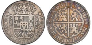 Espagne (Spain) - Philippe V - 8 reales 1734 JF Espagne (Spain) - Philippe V - 8 reales 1734 JF