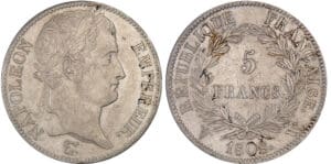Napoléon 1er (1804-1814) - 5 francs revers république 1808 W (Lille)