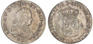 Louis XV (1715-1774) - 1/3 d'écu de France - 1721 9 (Rennes) flan réf Louis XV (1715-1774) - 1/3 d'écu de France - 1721 9 (Rennes) flan réf