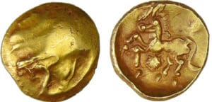 Bellovaques - Statère d'or à l'astre au long nez pointu (80-50 av. J.-C.)