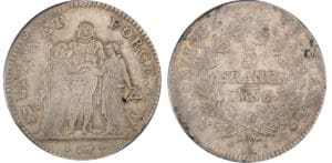 Directoire (1795-1799) - 5 francs Hercule union et force An 5 K (Bordeaux) 5 sur 4