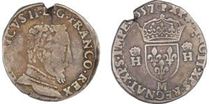 Henri II (1547-1559) - Teston au buste nu - 5ème type - 1557 M (Toulouse)