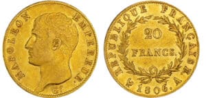Napoléon 1er (1804-1814) - 20 francs calendrier grégorien 1806 A (Paris)