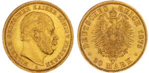 Allemagne - Prusse - Wilhem Ier - 20 mark 1875 B