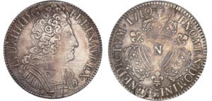 Louis XIV (1643-1715) - Ecu aux 3 couronnes - 1710 N (Montpellier)
