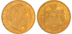 Monaco - Charles III - 20 francs 1879 A (Paris) ancre simple