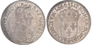 Louis XIV (1643-1715) - ½ écu au buste juvénile, 1er type - 1666 N (Montpellier)
