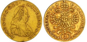 Hongrie - Transylvanie - Marie Theresia - 2 ducats 1776 (Carlsburg) Hongrie - Transylvanie - Marie Theresia - 2 ducats 1776 (Carlsburg)
