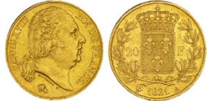 Louis XVIII (1815-1824) - 20 francs au buste nu 1821 A (Paris) Louis XVIII (1815-1824) - 20 francs au buste nu 1821 A (Paris)