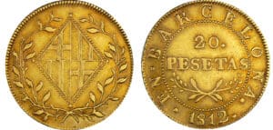 Espagne - Joseph Napoléon - Occupation de Barcelone - 80 reales - 20 pesetas 1812 Espagne - Joseph Napoléon - Occupation de Barcelone - 80 reales - 20 pesetas 1812