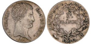 Napoléon 1er (1804-1814) - 5 francs revers république 1806 I (Limoges)