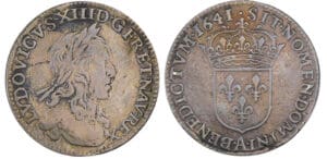 Louis XIII (1610-1643) - 1/12 d'écu du 1er poinçon de Warin - 1641 A (Paris) Louis XIII (1610-1643) - 1/12 d'écu du 1er poinçon de Warin - 1641 A (Paris)