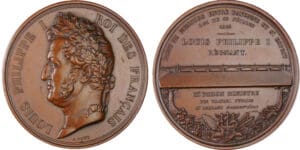 France - Louis Philippe, 1845, Construction du pont de Nemours entre Bayonne et St-Esprit, par Bovy France - Louis Philippe, 1845, Construction du pont de Nemours entre Bayonne et St-Esprit, par Bovy