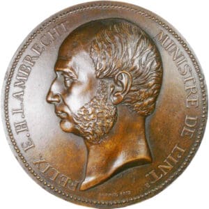 France - Felix Lambrecht, 1872 , Ministre de l'intérieure, Fonte de bronze uniface, par Borrel France - Felix Lambrecht, 1872 , Ministre de l'intérieure, Fonte de bronze uniface, par Borrel