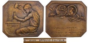France - Epreuve pour Duval et Janvier, 1910, Réduction et frappe de médailles par Ovide Yencesse France - Epreuve pour Duval et Janvier, 1910, Réduction et frappe de médailles par Ovide Yencesse