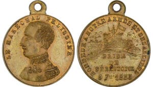 Russie - Crimée, Alexandre II, 1855 - Médaille du Maréchal Pelissier , Duc de Malakoff pour la prise de Sébastopol.