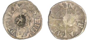 Les trois évêchés - Metz - Bugne ou Tiercelle contremarquée d'un aiglon Les trois évêchés - Metz - Bugne ou Tiercelle contremarquée d'un aiglon