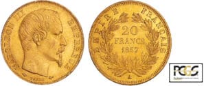 Napoléon III (1852-1870) - 20 francs tête nue 1857 A (Paris)