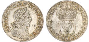 Louis XIII (1610-1643) - 1/12 d'écu du 2ème poinçon de Warin - 1642 A (Paris) rose Louis XIII (1610-1643) - 1/12 d'écu du 2ème poinçon de Warin - 1642 A (Paris) rose
