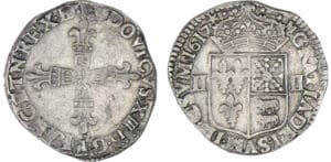 Louis XIII (1610-1643) - ¼ d'écu de Béarn à la croix fleurdelisée - 1617 *M (Morlaàs) Louis XIII (1610-1643) - ¼ d'écu de Béarn à la croix fleurdelisée - 1617 *M (Morlaàs)