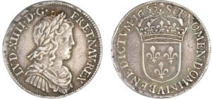 Louis XIV (1643-1715) - ¼ d’écu à la mèche longue - 1653 A (Paris)