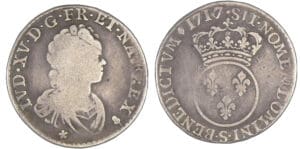 Louis XV (1715-1774) - ¼ d'écu vertugadin - 1717 S (Reims) 7 sur 6 Louis XV (1715-1774) - ¼ d'écu vertugadin - 1717 S (Reims) 7 sur 6