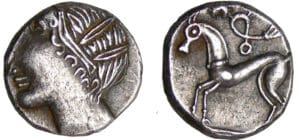 Imitation d'Emporia - Drachme au cheval et à la Victoire (3ème siècle av. J.-C.) Imitation d'Emporia - Drachme au cheval et à la Victoire (3ème siècle av. J.-C.)