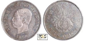 Cambodge - Norodom I (1860-1904) - 2 francs 1860 Cambodge - Norodom I (1860-1904) - 2 francs 1860