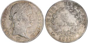 Napoléon 1er (1804-1814) - 5 francs revers empire 1811 L (Bayonne) Napoléon 1er (1804-1814) - 5 francs revers empire 1811 L (Bayonne)