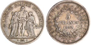 Deuxième république (1848-1852) - 5 francs Hercule 1848 K (Bordeaux)
