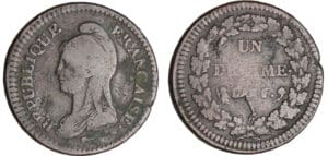 Directoire (1795-1799) - 1 décime Dupré - surfrappe du 2 décimes An 6 A (Paris) Directoire (1795-1799) - 1 décime Dupré - surfrappe du 2 décimes An 6 A (Paris)