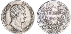 Bonaparte premier consul (1799-1804) - 1/2 franc An 12 A (Paris) Bonaparte premier consul (1799-1804) - 1/2 franc An 12 A (Paris)