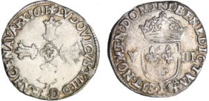 Louis XIII (1610-1643) - 1/8 d'écu à la croix fleuronnée, avers côté croix - 1611 L (Bayonne)