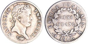 Napoléon 1er (1804-1814) - 1/2 franc revers empire 1810 M (Toulouse) Napoléon 1er (1804-1814) - 1/2 franc revers empire 1810 M (Toulouse)