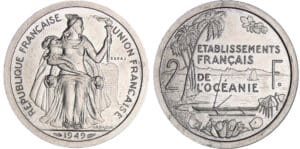 Polynésie française - 2 francs 1949 - piéfort Polynésie française - 2 francs 1949 - piéfort