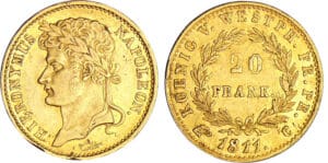 Allemagne - Westphalie - Jérome Napoléon - 20 frank 1811 C (Cassel)