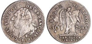 Constitution (1791-1792) - 30 sols type FRANCOIS 1791 I (Limoges) Constitution (1791-1792) - 30 sols type FRANCOIS 1791 I (Limoges)
