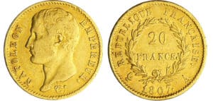 Napoléon 1er (1804-1814) - type transitoire - 20 francs tête nue 1807 A (Paris) Napoléon 1er (1804-1814) - type transitoire - 20 francs tête nue 1807 A (Paris)