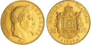 Napoléon III (1852-1870) - 50 francs tête laurée 1864 A (Paris)