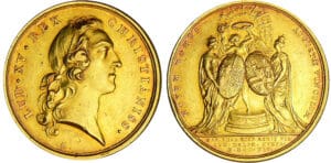 Louis XV (1715-1774) - Médaille en or - 1er mariage du Dauphin et de l'infante Maria Theresia 1745 Louis XV (1715-1774) - Médaille en or - 1er mariage du Dauphin et de l'infante Maria Theresia 1745