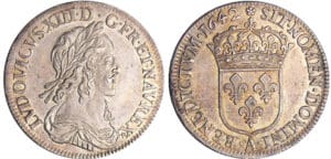 Louis XIII (1610-1643) - ¼ d'écu du 2ème poinçon de Warin - 1642 A (Paris) rose et * après REX
