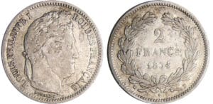 Louis-Philippe Ier (1830-1848) - 2 francs 1834 D (Lyon) Louis-Philippe Ier (1830-1848) - 2 francs 1834 D (Lyon)