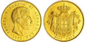 Portugal - Pedro V (1853-1861) - 5000 reis 1861