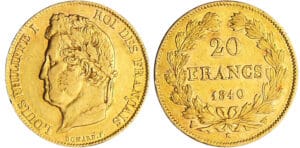 Louis-Philippe Ier (1830-1848) - 20 francs tête laurée 1840 W(Lille) caducée Louis-Philippe Ier (1830-1848) - 20 francs tête laurée 1840 W(Lille) caducée